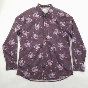 JB Holt Shirt Mens XL Maroon Stretch Athletic Floral Long Sleeve Classic Button